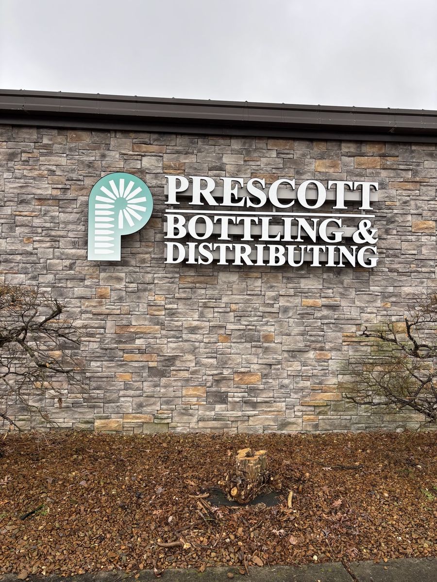 Prescott Bottling dimensional wall letters